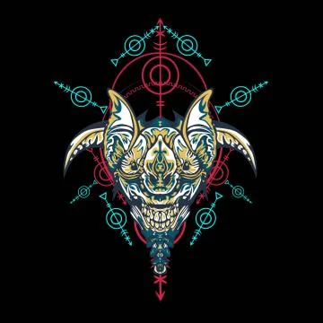 Vector illustration. robot sacred geometry. For t-shirt design, poster, stick Stock Illustration