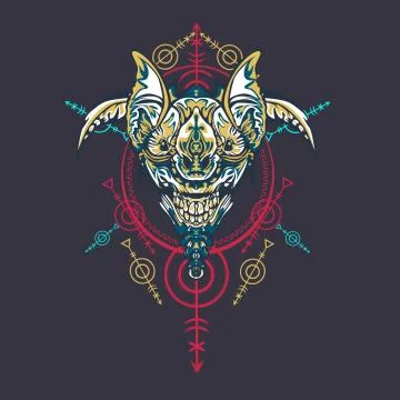 Vector illustration. robot sacred geometry. For t-shirt design, poster, stick Stock Illustration