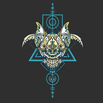 Vector illustration. robot sacred geometry. For t-shirt design, poster, stick Stock Illustration