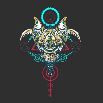 Vector illustration. robot sacred geometry. For t-shirt design, poster, stick Stock Illustration