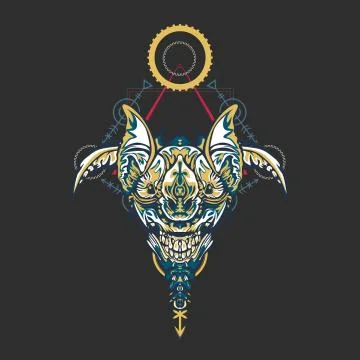 Vector illustration. robot sacred geometry. For t-shirt design, poster, stick Stock Illustration