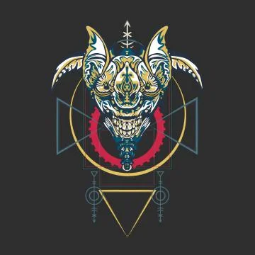 Vector illustration. robot sacred geometry. For t-shirt design, poster, stick Stock Illustration