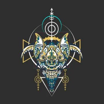 Vector illustration. robot sacred geometry. For t-shirt design, poster, stick Stock Illustration