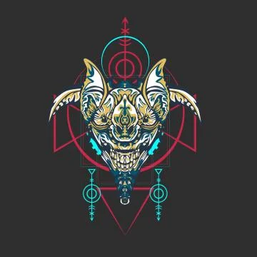 Vector illustration. robot sacred geometry. For t-shirt design, poster, stick Stock Illustration
