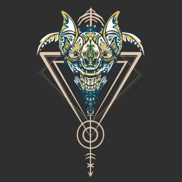 Vector illustration. robot sacred geometry. For t-shirt design, poster, stick Stock Illustration