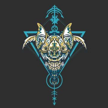 Vector illustration. robot sacred geometry. For t-shirt design, poster, stick Stock Illustration