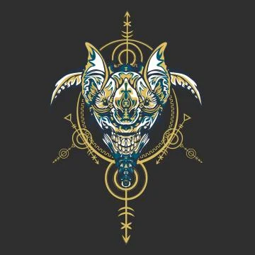 Vector illustration. robot sacred geometry. For t-shirt design, poster, stick Stock Illustration