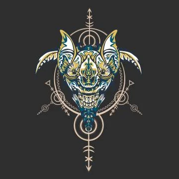 Vector illustration. robot sacred geometry. For t-shirt design, poster, stick Stock Illustration
