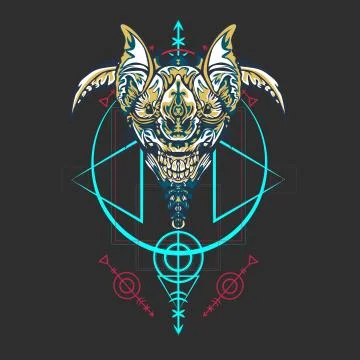 Vector illustration. robot sacred geometry. For t-shirt design, poster, stick Stock Illustration