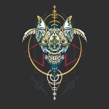 Vector illustration. robot sacred geometry. For t-shirt design, poster, stick Stock Illustration