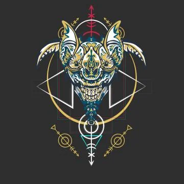 Vector illustration. robot sacred geometry. For t-shirt design, poster, stick Stock Illustration