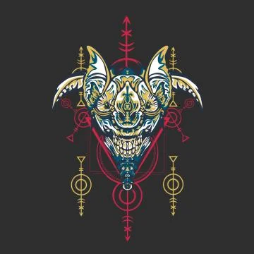 Vector illustration. robot sacred geometry. For t-shirt design, poster, stick Stock Illustration