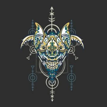 Vector illustration. robot sacred geometry. For t-shirt design, poster, stick Stock Illustration