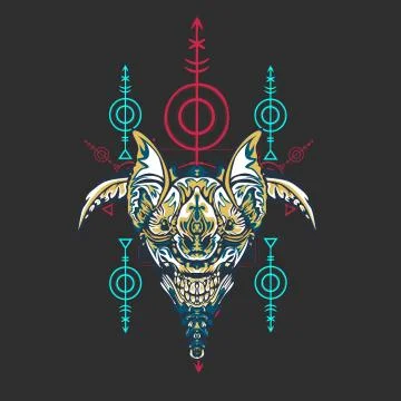 Vector illustration. robot sacred geometry. For t-shirt design, poster, stick Stock Illustration