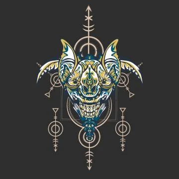 Vector illustration. robot sacred geometry. For t-shirt design, poster, stick Stock Illustration