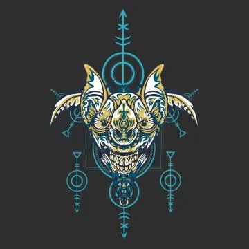 Vector illustration. robot sacred geometry. For t-shirt design, poster, stick Stock Illustration