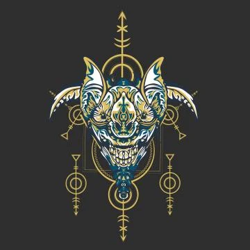 Vector illustration. robot sacred geometry. For t-shirt design, poster, stick Stock Illustration