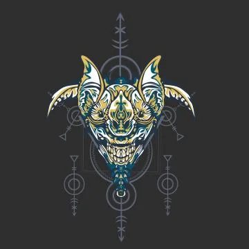 Vector illustration. robot sacred geometry. For t-shirt design, poster, stick Stock Illustration