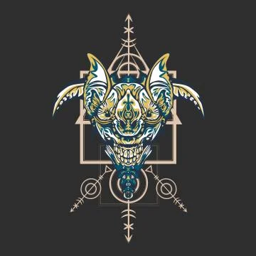 Vector illustration. robot sacred geometry. For t-shirt design, poster, stick Stock Illustration