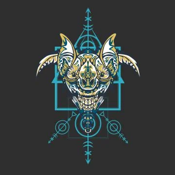 Vector illustration. robot sacred geometry. For t-shirt design, poster, stick Stock Illustration