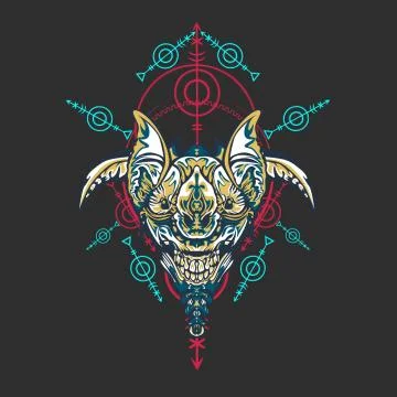 Vector illustration. robot sacred geometry. For t-shirt design, poster, stick Stock Illustration