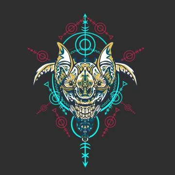 Vector illustration. robot sacred geometry. For t-shirt design, poster, stick Stock Illustration