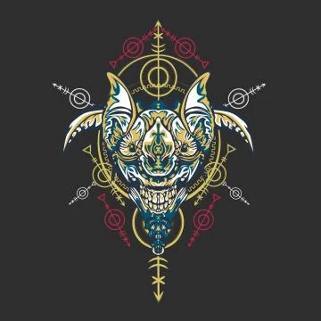 Vector illustration. robot sacred geometry. For t-shirt design, poster, stick Stock Illustration