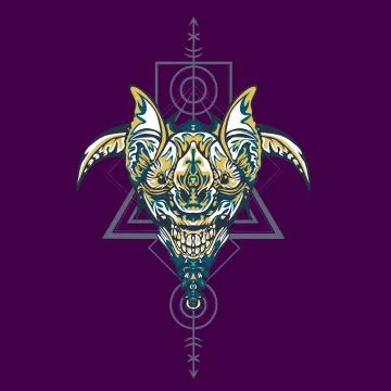 Vector illustration. robot sacred geometry. For t-shirt design, poster, stick Stock Illustration