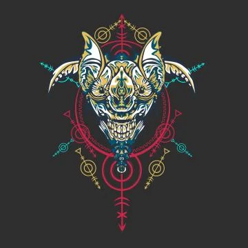 Vector illustration. robot sacred geometry. For t-shirt design, poster, stick Stock Illustration