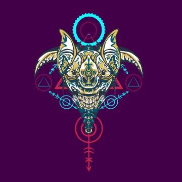 Vector illustration. robot sacred geometry. For t-shirt design, poster, stick Stock Illustration