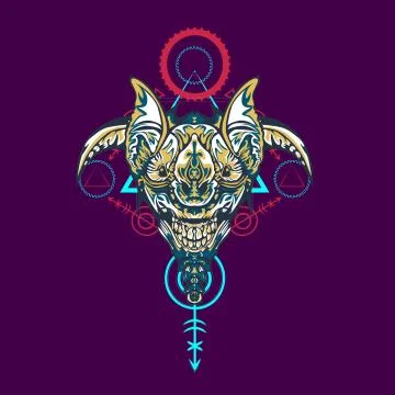 Vector illustration. robot sacred geometry. For t-shirt design, poster, stick Stock Illustration