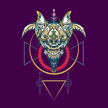 Vector illustration. robot sacred geometry. For t-shirt design, poster, stick Stock Illustration