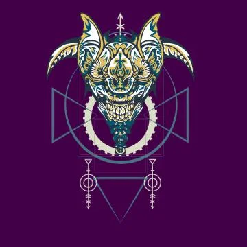 Vector illustration. robot sacred geometry. For t-shirt design, poster, stick Stock Illustration