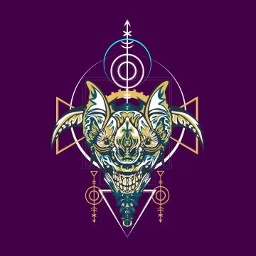 Vector illustration. robot sacred geometry. For t-shirt design, poster, stick Stock Illustration