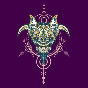 Vector illustration. robot sacred geometry. For t-shirt design, poster, stick Stock Illustration