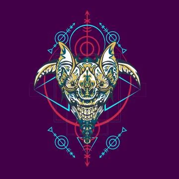 Vector illustration. robot sacred geometry. For t-shirt design, poster, stick Stock Illustration