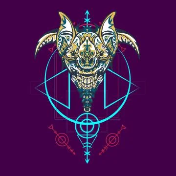 Vector illustration. robot sacred geometry. For t-shirt design, poster, stick Stock Illustration