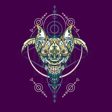 Vector illustration. robot sacred geometry. For t-shirt design, poster, stick Stock Illustration