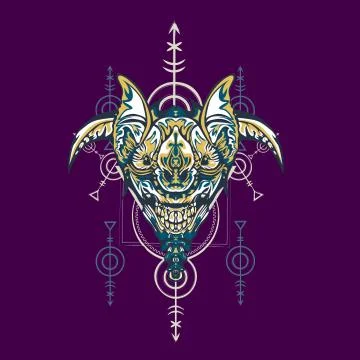 Vector illustration. robot sacred geometry. For t-shirt design, poster, stick Stock Illustration