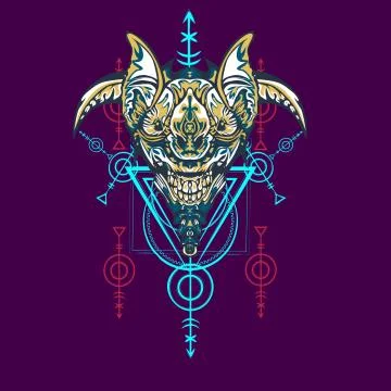 Vector illustration. robot sacred geometry. For t-shirt design, poster, stick Stock Illustration