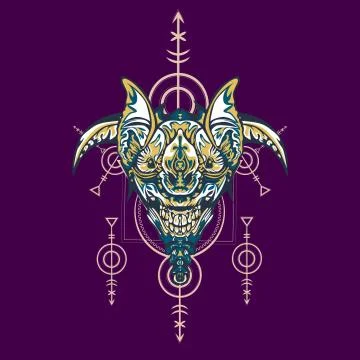 Vector illustration. robot sacred geometry. For t-shirt design, poster, stick Stock Illustration