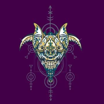 Vector illustration. robot sacred geometry. For t-shirt design, poster, stick Stock Illustration