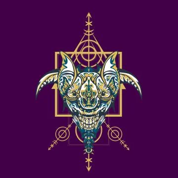 Vector illustration. robot sacred geometry. For t-shirt design, poster, stick Stock Illustration