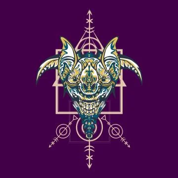 Vector illustration. robot sacred geometry. For t-shirt design, poster, stick Stock Illustration