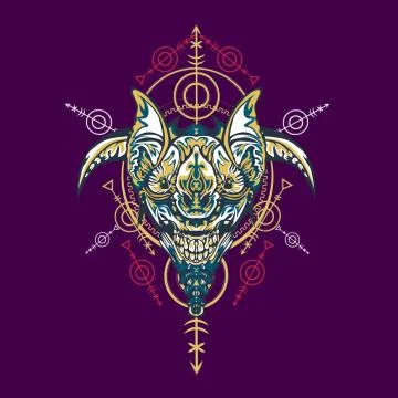 Vector illustration. robot sacred geometry. For t-shirt design, poster, stick Stock Illustration