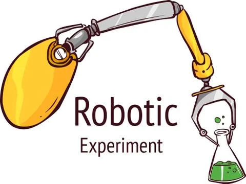 Vector illustration of Robotic arm holding test tube. Stock Illustration