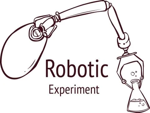 Vector illustration of Robotic arm holding test tube. Stock Illustration
