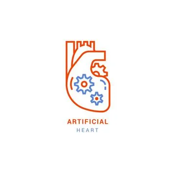 Vector illustration of the robots heart, artificial heart. Artificial human Stock Illustration