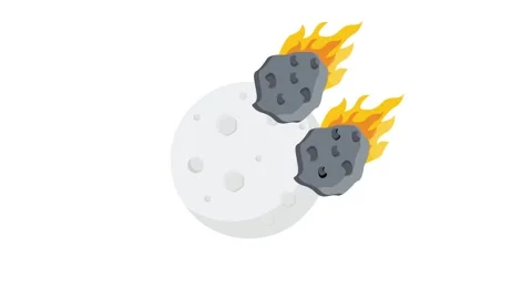 Vector illustration of a rock and moon surrounded by flames, depicting a fi.. Stock Footage 332453741