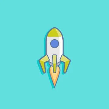 Vector illustration with a rocket in flat style design Illustrazione stock